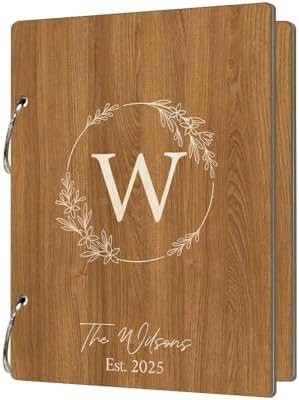 La Boda Personalized Wedding Card Holder Wooden Photo Album with Metal Buckles