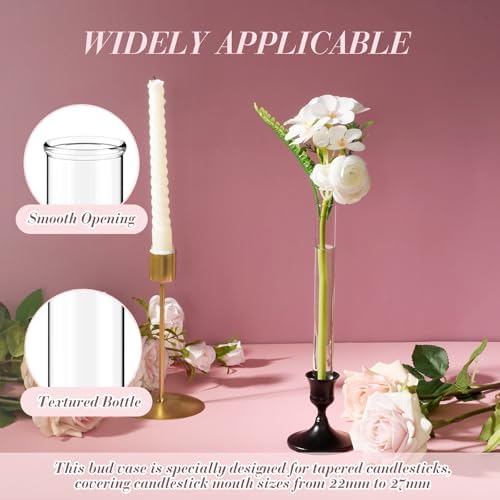 Ninehaoou 6 Pack 79 Inch Glass Bud Vase Taper Candle Holder