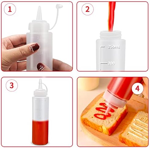 Abnaok 2 Pack 8 oz Squeeze Condiment Bottles with Twist Cap