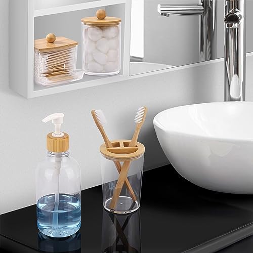 Tbestmax Bamboo Bathroom Accessories Set 4 Pcs