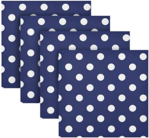 ALAZA Kitchen Cloth Napkins Set of 6 Navy Blue Polka Dot