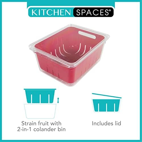 Kitchen Spaces KSCB12-AMZ Red Clear Stackable Colander Bin