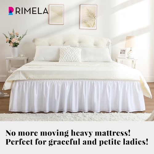 RIMELA White Bed Skirt Queen Size 15 Inch Drop