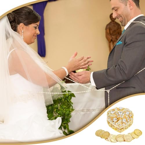Catholic Wedding Arras Coins Set with 13 Gold Virgen of Guadalupe Coins