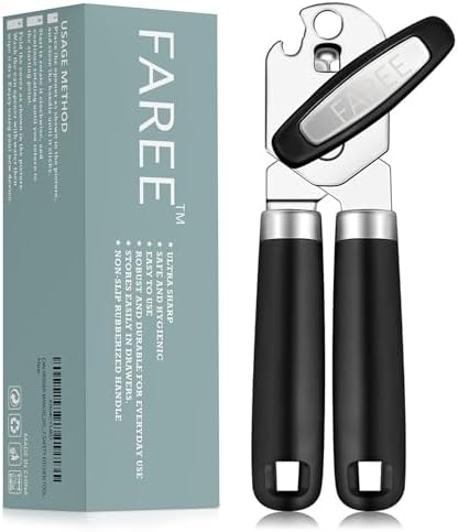 FAREE 3-in-1 Can Opener Manual with Magnet and Bottle Opener