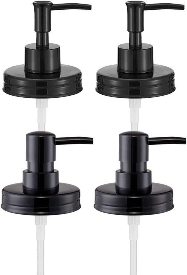 Regular Mouth Mason Jar Soap Dispenser Pumps and Lids 4 Pack