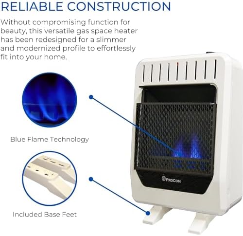 ProCom BF10M-B Ventless Dual Fuel Blue Flame Space Heater 10000 BTU