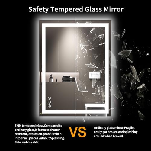 LOAAO 24X32 LED Bathroom Mirror with Lights and Anti-Fog