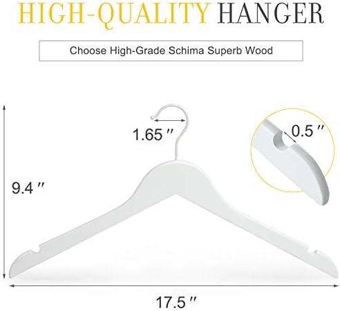 TOPIA HANGER 10 Pack Premium White Wooden Hangers