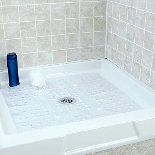 SlipX Solutions Extra Large Square Shower Mat 27x27 Clear Non-Slip