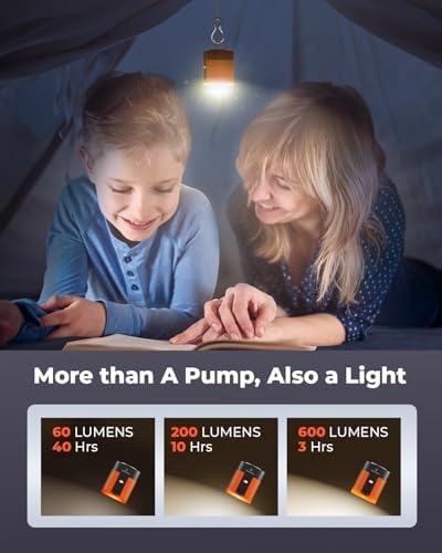 ETENWOLF Air 3 Air Pump with Camping Light and 2600 mAh Battery