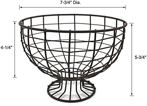Rusty Metal Wire Round Egg Basket with Pedestal