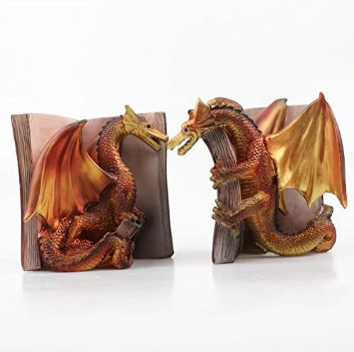 Fantasy Dragon Bookend Set for Home Office Shelves