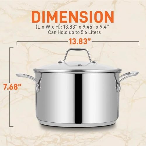 6 Quart Stainless Steel Stock Pot with Lid