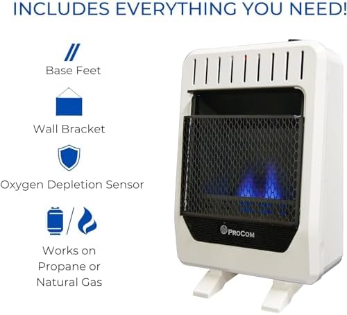 ProCom BF10M-B Ventless Dual Fuel Blue Flame Space Heater 10000 BTU