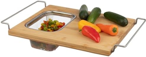 2 in 1 Bamboo Cutting Board with Strainer