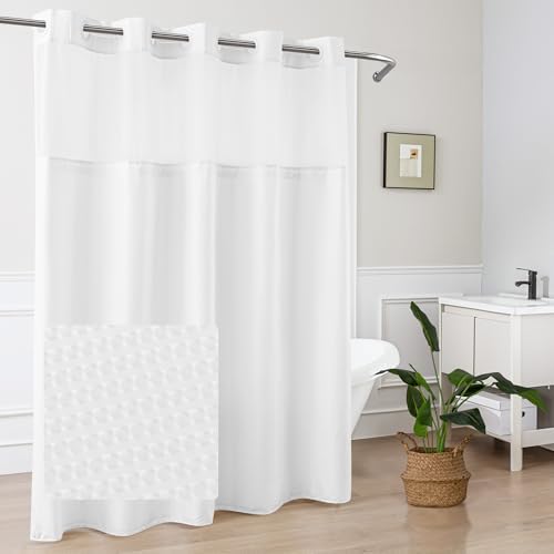 Mrs Awesome No Hook Shower Curtain with Snap-In Liner 71x74 White