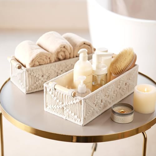 Mkono Macrame Storage Baskets Set of 2 Ivory