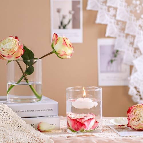 4 Inch Glass Cylinder Vases Set 12pcs for Centerpieces