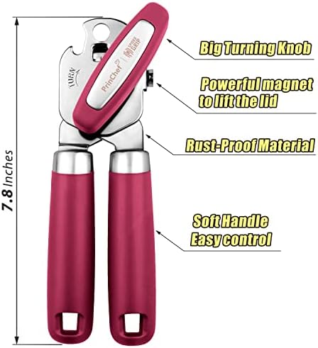 No-Trouble Lid Lift Red Manual Can Opener With Magnet And Beer Opener