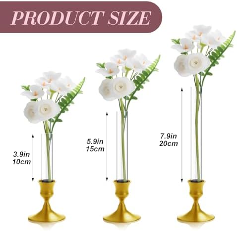 Ninehaoou 6 Pack 79 Inch Glass Bud Vase Taper Candle Holder