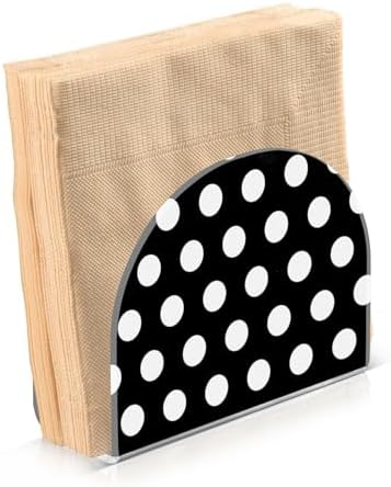 Caikeny Napkin Holder Black White Polka Dot Acrylic