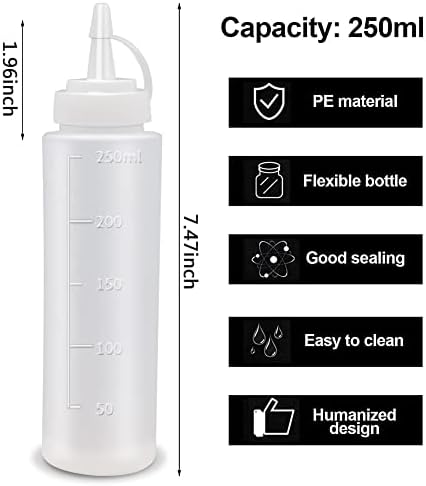 Abnaok 2 Pack 8 oz Squeeze Condiment Bottles with Twist Cap