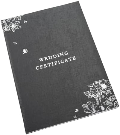 Happy Homewares Graphite Black Satin Wedding Certificate Holder with Silver Foil Flowers