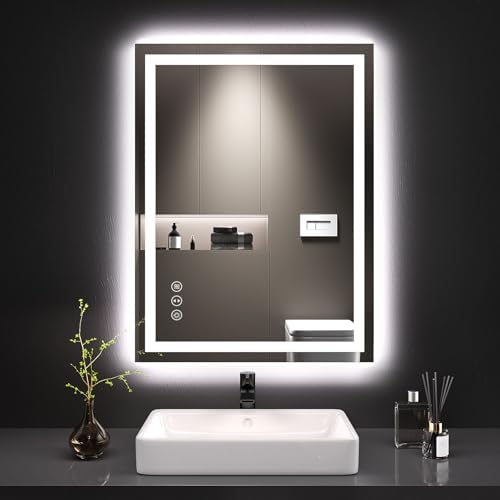 LOAAO 24X32 LED Bathroom Mirror with Lights and Anti-Fog