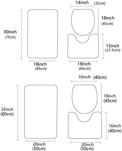 YESOF66 3 Piece Bathroom Rug Set Non Slip