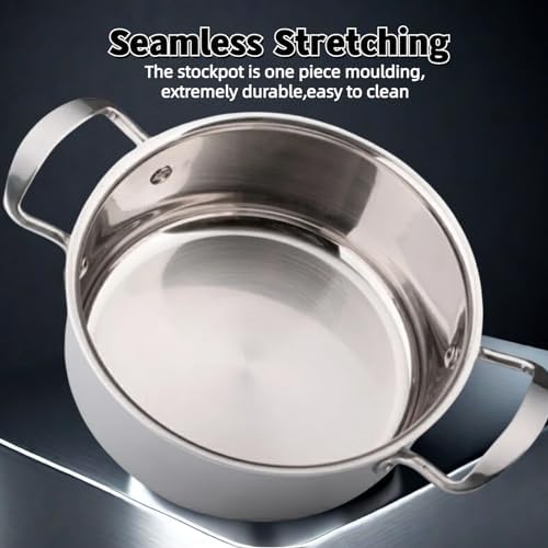 6-Quart Stainless Steel Stockpot with Tempered Glass Lid