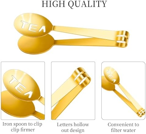 2PCS Gold Tea Bag Squeezer Tongs with Clip