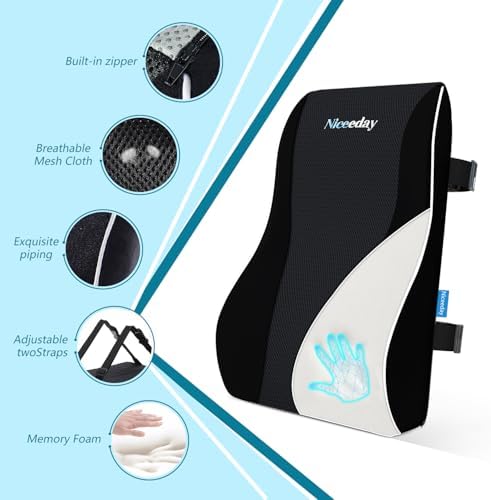 Niceeday Lumbar Support Pillow for Office Chair and Car Back Relief