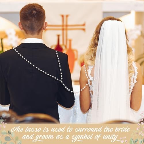 Traditional Wedding Unity Cord Lasso with Pearl and Cross