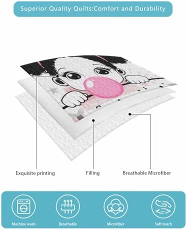 Twin XL Quilt Set Cute Girl Comforter 3 Piece
