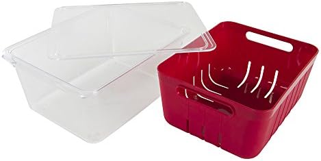 Kitchen Spaces KSCB12-AMZ Red Clear Stackable Colander Bin