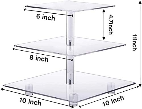 YestBuy 3 Tier Clear Cupcake Stand with LED Light Yellow