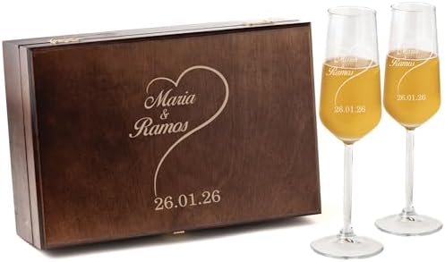 Personalized Champagne Flutes Set of 2 for Weddings