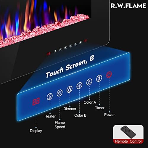 RWFLAME 60 Inch Electric Fireplace with Remote Control and Touch Screen