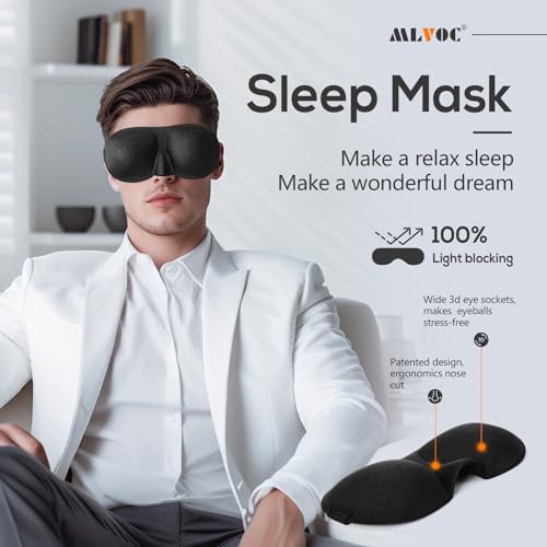 MLVOC Travel Neck Pillow with Memory Foam and Eye Masks Set