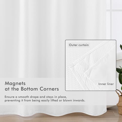 Mrs Awesome No Hook Shower Curtain with Snap-In Liner 71x74 White