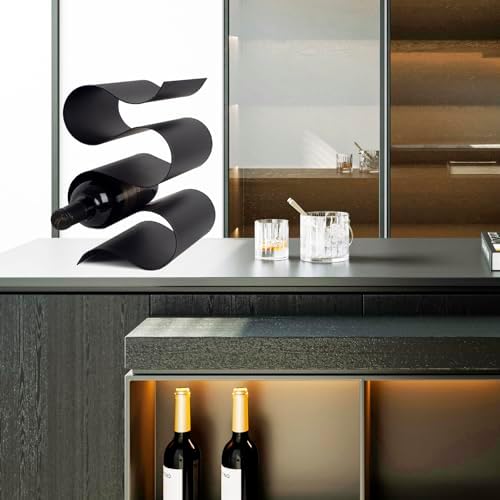Modern Black S-Shaped Tabletop Wine Rack 5 Bottle