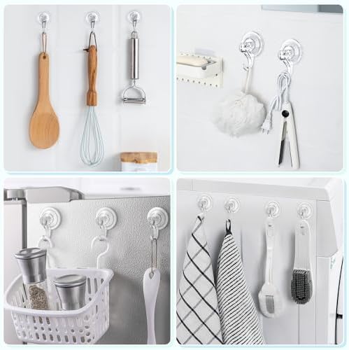 VISV Suction Cup Hooks 2 Pcs Clear Heavy Duty Removable Reusable