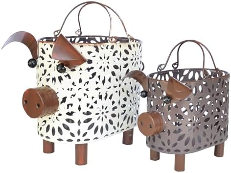 GIFTME 5 Farmhouse Metal Storage Baskets Set with Handles