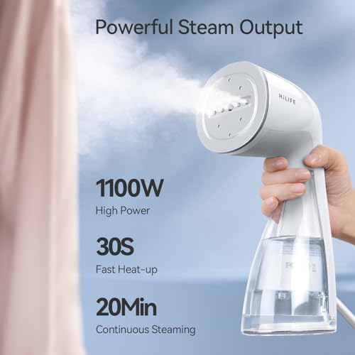 HiLIFE Handheld Clothes Steamer with 300ml Tank 1100W Power 30S Fast Heat Up