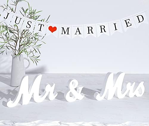 VIOPVERY Mr Mrs Wedding Sign with Banner Decorations