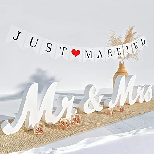 VIOPVERY Mr Mrs Wedding Sign with Banner Decorations