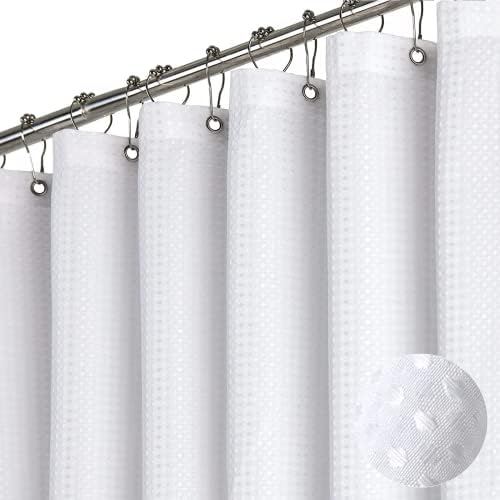 Dynamene White Waffle Shower Curtain Set 72x72 Inches