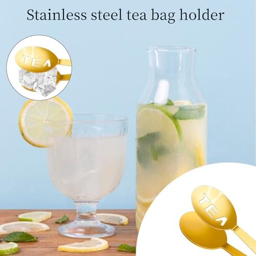 2PCS Gold Tea Bag Squeezer Tongs with Clip