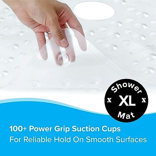 SlipX Solutions Extra Large Square Shower Mat 27x27 Clear Non-Slip